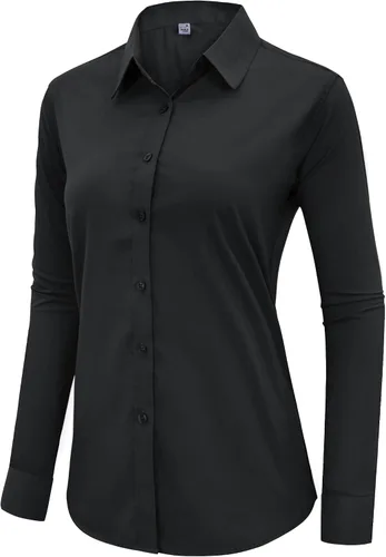 Miniatura 9 de siliteelon Camisas de vestir con botones para mujer, camisas de vestir de manga larga para mujer, camisas de trabajo de algodón de ajuste regular
