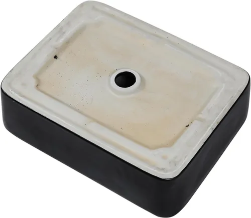 Miniatura 7 de Lavabo de baño negro de 16 x 12 pulgadas, lavabo de apoyo rectangular para baños, de cerámica, sobre mostrador, lavabo rectangular de baño, lavabo