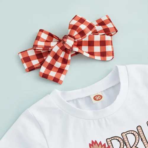 Miniatura 55 de Conjunto de sudadera con cuello redondo y estampado de pastel de calabaza para niña, camiseta y pantalones acampanados