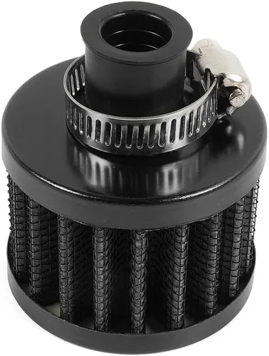 Miniatura 2 de 2 piezas de filtro de aire de entrada de aire frío con respiradero de 12 mm, filtro de respiración para tapa de válvulas para automóvil y Negro