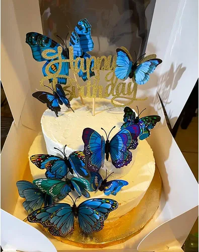 Miniatura 3 de BOPART - 24 calcomanías de mariposa 3D para decoración de fiestas, mariposas azules, decoración de pared, mariposa magnética para manualidades