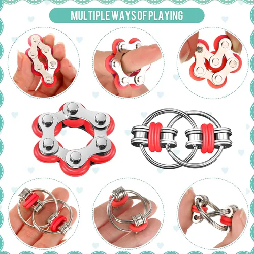 Miniatura 4 de Gejoy Juego de 3 juguetes para inquietos para adultos, controlador de juguetes para inquietos de mano, juego de almohadilla seis cadenas