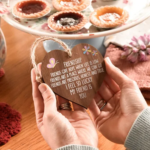 Miniatura 7 de I’m lucky my friend is you best friends wooden hanging heart sentimental inspirational gift for cheer up women friendship present uk her
