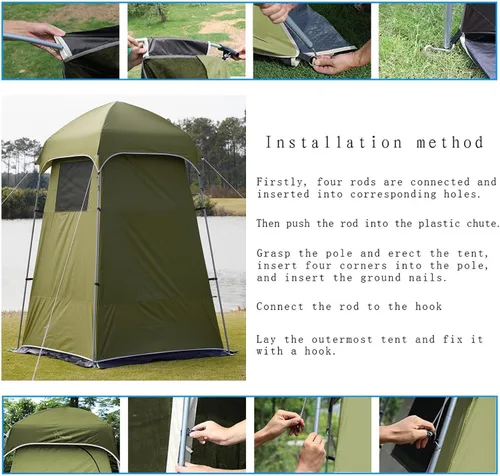 Miniatura 7 de Vidalido Tienda de ducha para acampar al aire libre, fácil instalación, tienda de campaña de privacidad, vestuario, tiendas de campaña portátiles