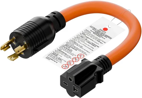 Enchufe de bloqueo giratorio Nema L6-30P de 30 amperios macho a adaptador de hoja T 6-20R, generador STW 12-AWG 30A 250V 250V 6-20/15R, adaptador