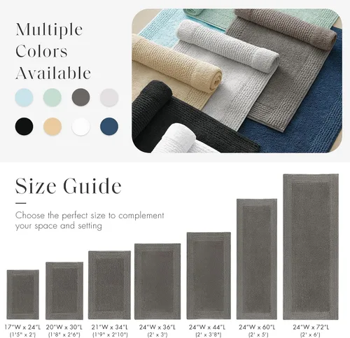 Miniatura 5 de Alfombra de baño reversible Madison Park Splendor 100% algodón copetudo de 3000 g/m² de calidad hotelera de lujo con pelo medio, absorbente, secado