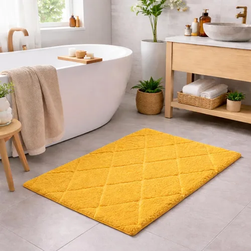 Miniatura 13 de C23 Alfombra de baño de 1 pie 8 pulgadas x 2 pies 8 pulgadas, alfombra de baño suave de felpa copetuda 100% algodón con respaldo de látex