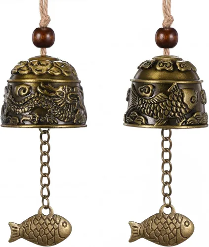 Miniatura 8 de 2 Piezas Campanas Fengshui Campanas de Dragón Vintage Campanillas de Viento Fengshui Buena Suerte Suministros Colgantes para Hogar Jardín Bendición