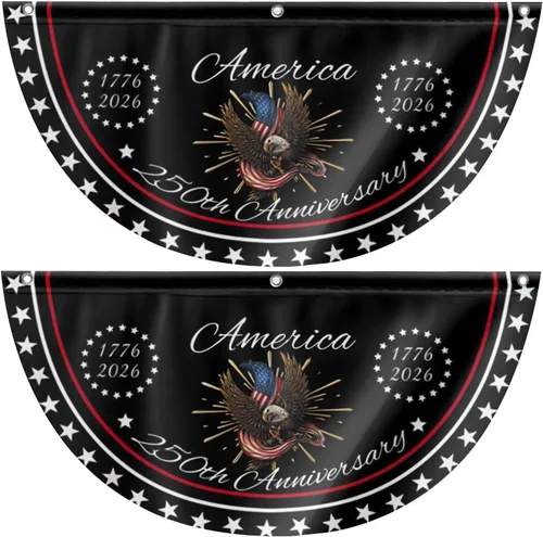 Miniatura 9 de 2 banderas patrióticas con la frase "Years We the People", bandera de Estados Unidos con el número 250 aniversario, 1.5 x 3 pies, banderas