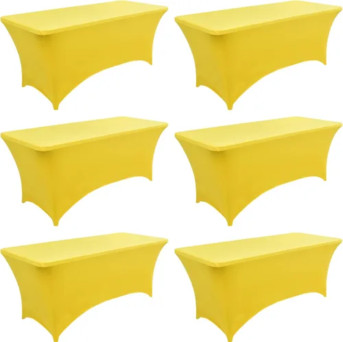 Miniatura 42 de Paquete de 2 Cubiertas de Mesa de Spandex de 4 pies para Mesas Plegables Rectangulares - Manteles Elásticos Ajustados Resistentes a las Arrugas