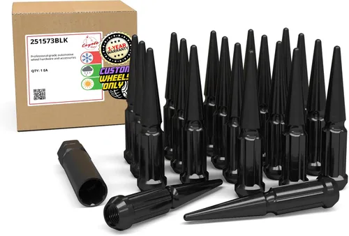 Miniatura 8 de Wheel Accessories Parts 32 Piezas Tuercas M14x1.5 14x1.5 Rosca con Púas de 4.4" de Largo Tuercas Rojas para Camión Spline Hex Compatible con Chevy