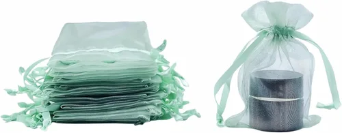 Miniatura 10 de QIANF 20 bolsas de regalo de organza transparente lavanda de 4 x 6 pulgadas con cordón, bolsas de golosinas, bolsa de malla para joyas, bolsa