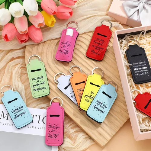 Miniatura 4 de Ecation 72 piezas de soporte para lápiz labial a granel, llavero con texto en inglés "Thank you" (Thank You), bolsa de brillo de labios inspirador
