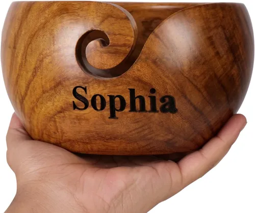 Miniatura 10 de Cuenco Personalizado de Madera de Palisandro para Almacenar Hilo, Soporte y Dispensador de Cuenco para Hilo Sin Enredos, Perfecto Cuenco Grande