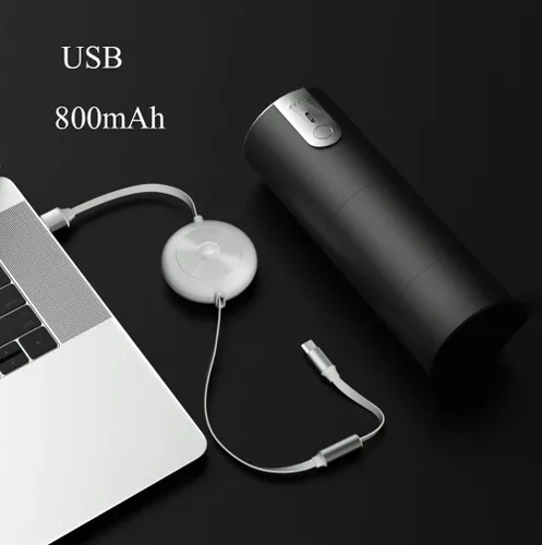 Miniatura 4 de Molinillo de café eléctrico, rebabas cónicas de acero inoxidable, ajustes de molienda ajustables, portátil y apto para viajes, negro (color: negro)