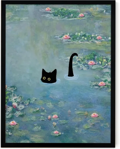 Miniatura 29 de Fantasy Artists Van Gogh - Lienzo decorativo para pared, diseño de gato negro con diseño de almendra y diseño de gato negro, pósteres de pintura al