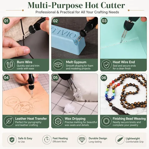 Miniatura 3 de Chispee Quemador de hilo para fabricación de joyas, herramienta para acabado de tejido de cuentas, costura, trabajo de cuero, cera de fusión rápida