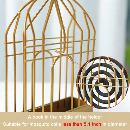 Miniatura 3 de Soporte de bobina de mosquito de metal portátil, soporte de incienso retro, jaula colgante para pájaros, decoración de jardín para el hogar, bar