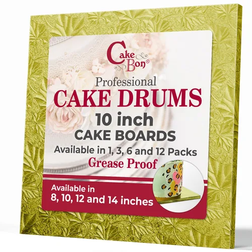 Miniatura 14 de Cakebon Tableros cuadrados para tartas, tambores resistentes de 1/2 pulgada de grosor, bordes envueltos profesionalmente de 8 pulgadas, color negro