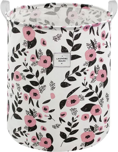 Miniatura 8 de Mziart Cesta plegable para la ropa sucia, cesta grande con estampado floral para ropa sucia para bebés, niñas, niños, juguetes, organizador de ropa