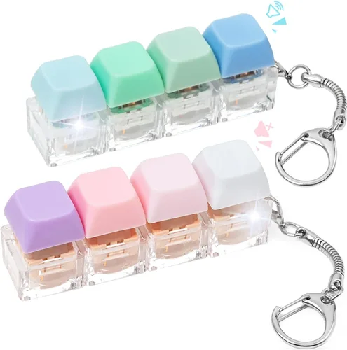 Miniatura 8 de Juguete Fidget de Teclado, 2 Piezas Llavero de Teclado Fidget Clicker de Teclado Fidget Silencioso Ruidoso Clicker Fidgets para Adultos Alivio