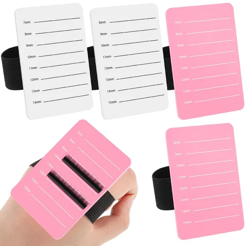 Miniatura 8 de Patelai 4 piezas de soporte de pestañas para extensión de pestañas, bandeja de mano con correa de muñeca ajustable, bandeja de pestañas ajustable
