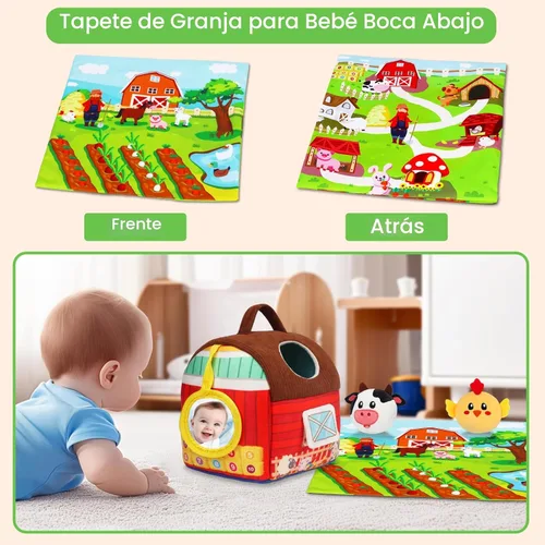 Miniatura 7 de Avesa Juguetes para bebés de 6 a 12 meses, juguete suave de granero con animales de granja de peluche, sonajero, juguetes Montessori para bebés de 6