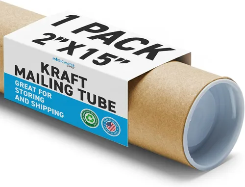 MagicWater Supply Tubo de correo – 2 x 15 pulgadas – Kraft – 1 paquete – para envío y almacenamiento de carteles, artes, manualidades y documentos