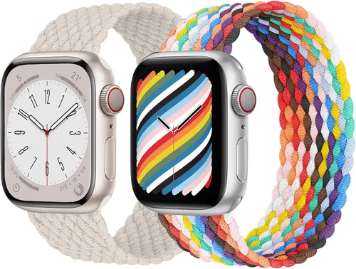 Miniatura 10 de Paquete de 2 correas trenzadas Solo Loop para Apple Watch de 1.575 pulgadas, 1.614 pulgadas, 1.654 pulgadas, 1.732 pulgadas, 1.772 pulgadas, 1.732