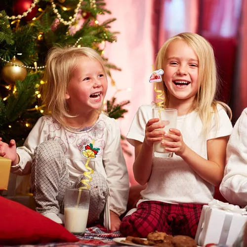 Miniatura 5 de 25 regalos de fiesta de Navidad con purpurina, regalos de actividades de Navidad, pajitas locas para beber, regalos para niños y adultos