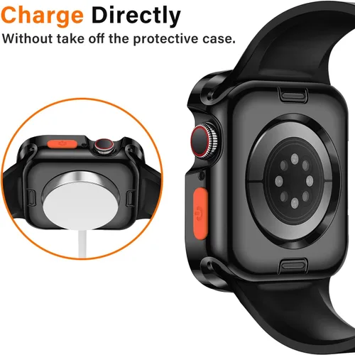 Miniatura 6 de Amizee Paquete de 2 fundas resistentes compatibles con Apple Watch Series 9/8/7 de 1.772 pulgadas, SE 3/2/1 Series 6/5/4 de 1.732 pulgadas, TPU