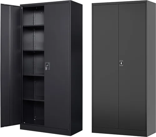 Miniatura 10 de Fesbos Armario de almacenamiento de metal, archivadores de acero de 36 pulgadas de alto con puertas con cerradura y estantes ajustables, gabinete