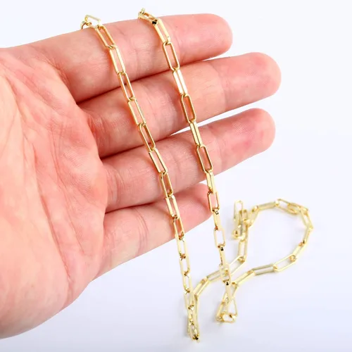 Miniatura 4 de BOUTIQUELOVIN - Collar de cadena de eslabones, de oro de 14 quilates, para mujeres y niñas