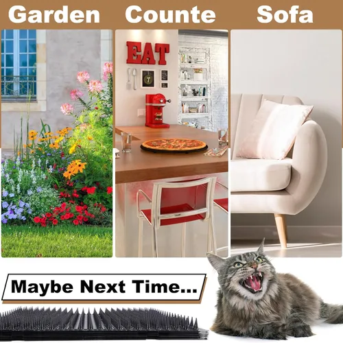 Miniatura 7 de Paquete de 10 alfombrillas de protección contra gatos de 13 x 16 pulgadas, para interiores y exteriores, valla repelente de gatos humanitaria (negro)