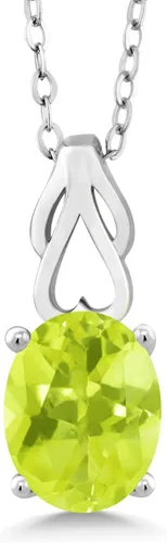 Miniatura 34 de Gem Stone King Collar de plata de ley 925 con piedra natal ovalada de 0.354 x 0.276 in Collar con colgante solitario para mujer Con cadena