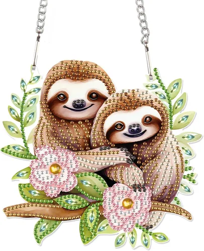 Miniatura 33 de AiYuanzsh Animal Parrot DIY Kits de Pintura de Arte de Diamante de Acrílico Colgante Pendientes de Arte de Diamante de Rinstone Especialmente Búho