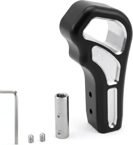 Pomo de palanca de cambios de aluminio Black Grip Billet, mango de palanca de cambios mecanizado CNC con rosca M8 x 1.25, negro anodizado ajuste