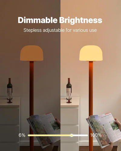 Miniatura 4 de MAGCHARM Lámpara de pie con forma de hongo con control remoto, lámpara de pie LED regulable de 59 pulgadas de alto con temperatura