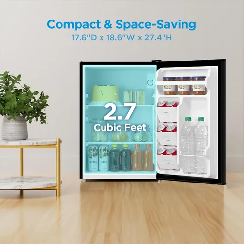 Miniatura 3 de Midea MERM26B0ABB - Mini refrigerador de 2.7 pies cúbicos con certificado Energy Star, termostato ajustable, puerta reversible, bajo ruido para Negro
