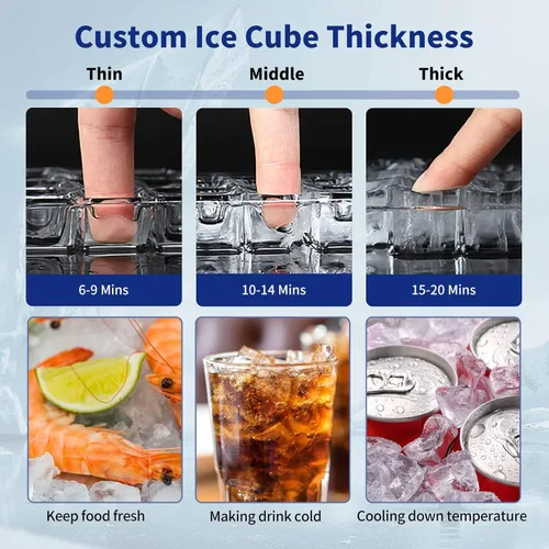 Miniatura 4 de Máquina de hielo comercial de 130 libras/24 horas, máquina de hielo mejorada de 15 pulgadas de ancho debajo del mostrador con capacidad de hielo