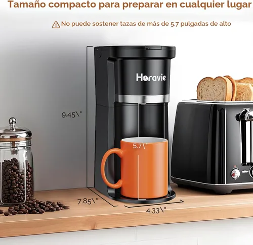 Miniatura 5 de Horavie Cafetera pequeña de una sola porción, cafetera rápida de una taza para cápsulas K Cup y café molido, tamaños de preparación de 6 a 12 onzas