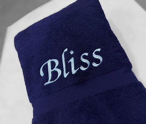 Miniatura 3 de Liberty21 Toalla de baño personalizada con monograma. Toalla bordada personalizada. (azul oscuro)