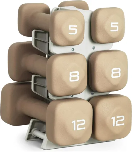 Miniatura 46 de Tone Fitness Juego de mancuernas de neopreno con estante de almacenamiento – Pesos de mano antideslizantes y antideslizamiento para entrenamientos