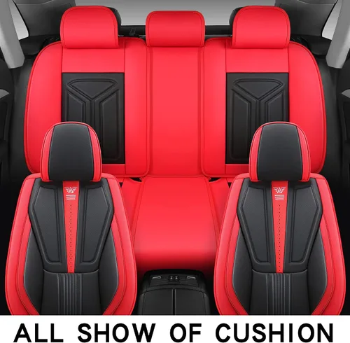 Miniatura 7 de 04 - Juego completo de fundas de cuero sintético para asiento de automóvil, ajuste universal para la mayoría de automóviles, sedanes, SUV y camiones