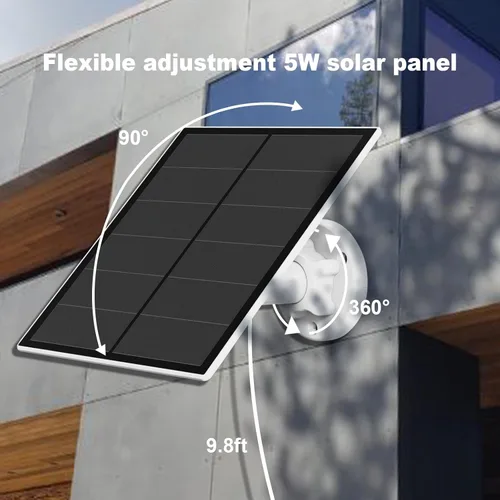 Miniatura 4 de Panel solar para cámara de seguridad, panel solar USB de 5 W para micro USB y puerto USB-C para cámara de batería recargable al aire libre, paneles