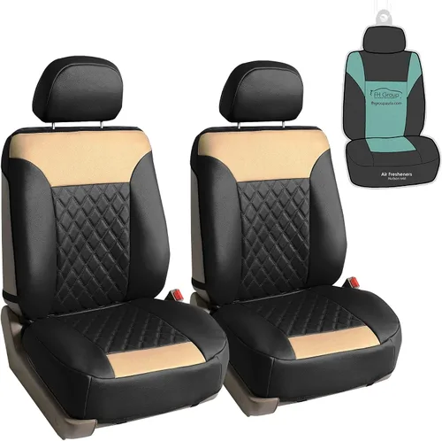 Miniatura 8 de FH Group Cojines para asiento delantero de lujo de piel sintética con patrón de diamantes para coche, viene con fundas para reposacabezas (azul)