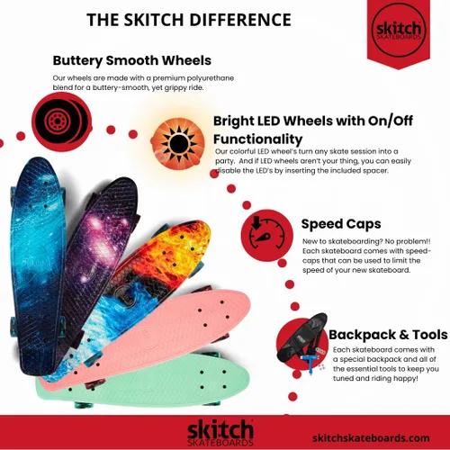Miniatura 9 de SKITCH Patinetas para niños, adolescentes y adultos Juego de regalo de patineta premium para principiantes y profesionales, completo con tabla