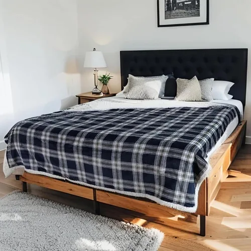 Miniatura 15 de Manta térmica eléctrica tipo throw tamaño 50"x60" - Tela de franela y sherpa de doble cara, 6 ajustes de calor y 3 horas de apagado automático