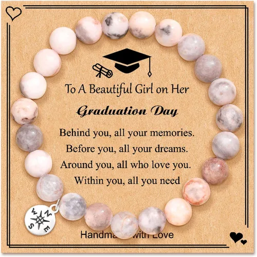 Miniatura 8 de 2024 Graduation Gifts for Her Him Natural Stone Bracelet Class of 2024 High School College Graduation Gift for Women Men