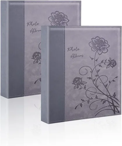 Artmag Álbum de fotos de 5 x 7 pulgadas, 2 paquetes de páginas transparentes con bolsillos, cubierta de cuero, libro deslizante para álbum de fotos,